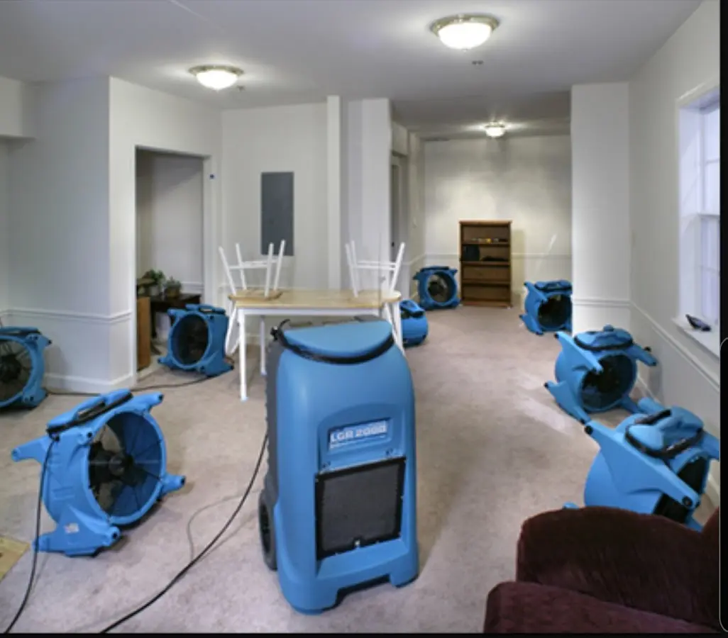 Air movers and dehumidifier setup for Water Extraction & Removal in Snyderville